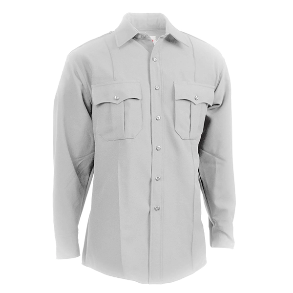 Elbeco Men's LS TexTrop2 Poly Uniform Shirt White No Zipper 