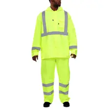 Hi Vis Rainsuit, Hooded Parka + Pants, Lime, C3, Waterproof 