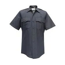 Flying Cross Poly/Wool Men's Shirt w/Zipper, SS, Navy 
