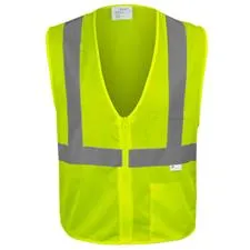 Hi Vis Economy Safety Vest, Zippered Mesh, ANSI 2, Lime