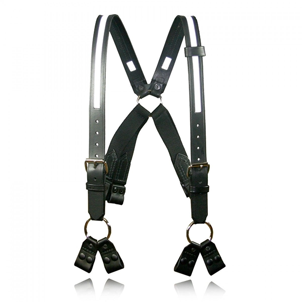 Boston Leather Suspenders, BLK Reflective Trim, Sz: XL 