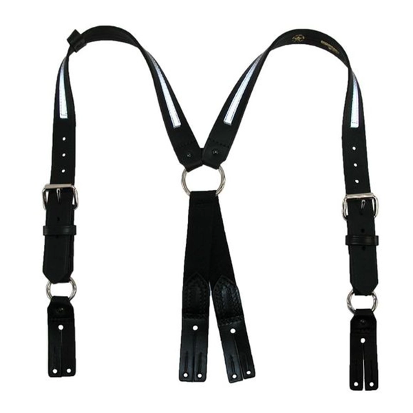 Boston Leather Suspenders, BLK Reflective Trim, Sz: Regular