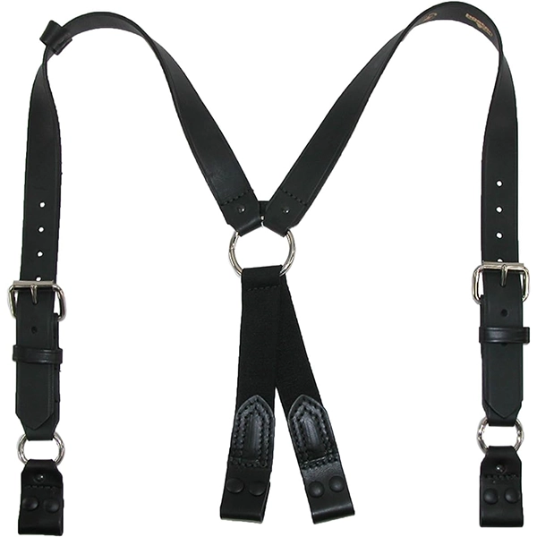 Boston Leather Suspender, Snap On Loop, Plain, Black, Regular 