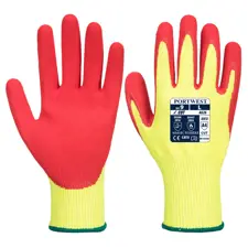 Portwest Vis-Tex HR Cut Glove, Yellow-Red 