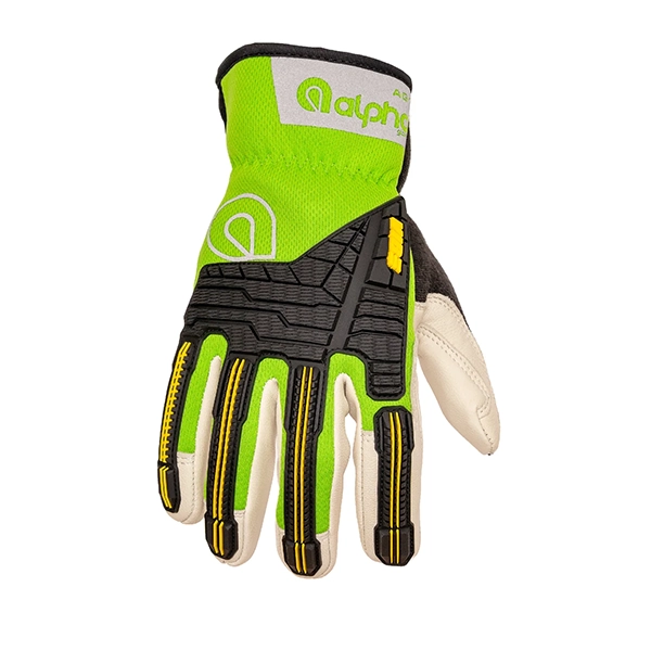 VIBE Impact Green Leather Slip on Gloves 