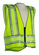 5PT Breakaway HiViz Vest, ANSI Lime/Yel Warp Knit,  Navy Edge 