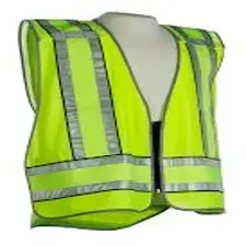 5PT Breakaway HiViz Vest, ANSI Lime/Yel Warp Knit,  Navy Edge 