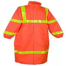 Hi-Viz Rain Coat, 49", Orange Class 3, ANSI 107, Lime Stripe
