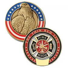 Blackinton Challenge Coin, FF, Thin Red Line, 1.75" 