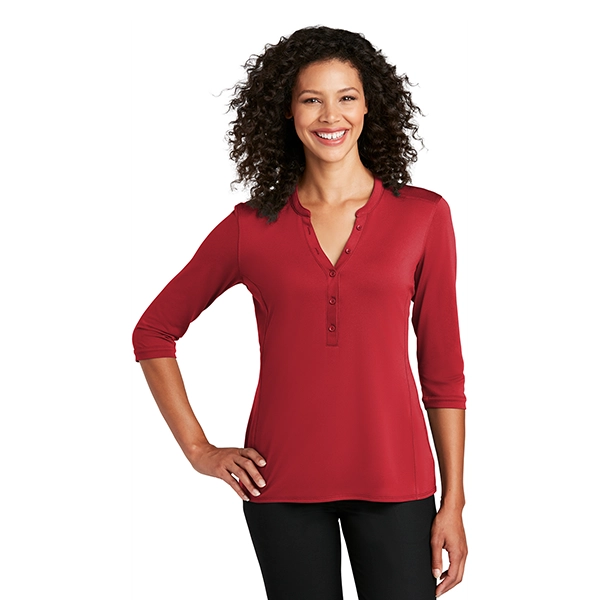 Port Authority Ladies UV Rich Red Choice Pique Henley
