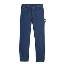 Dickies Industrial Carpenter Jeans Rinsed Indigo Blue Unhemmed
