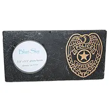 BlueSky Picture Frame, Stone 4X8, Opening 2.5X2.5 "Police" 