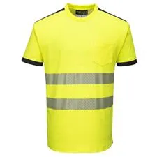 Portwest PW3 Hi-Vis SS T-Shirt Yellow-Black, Silver Trim 