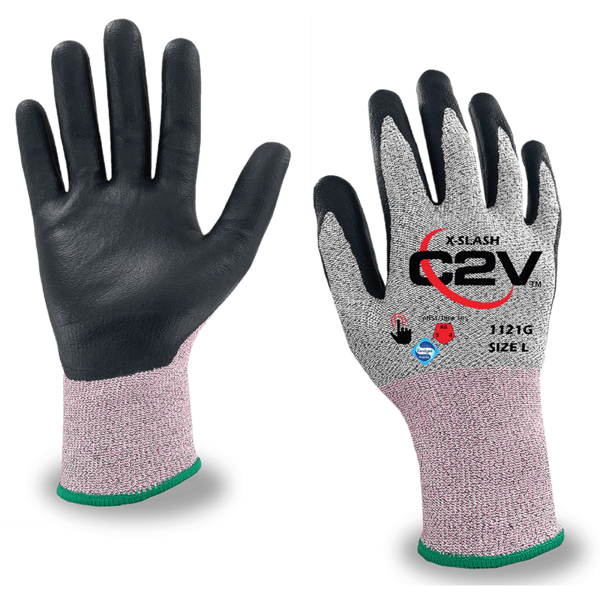 C2V X-Slash Salt & Pepper 13 Gauge, Foam Nitrile Glove Cut A5