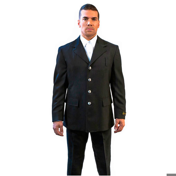 Anchor Dress Coat, Cl A, Black Single Breasted, Silver FD
