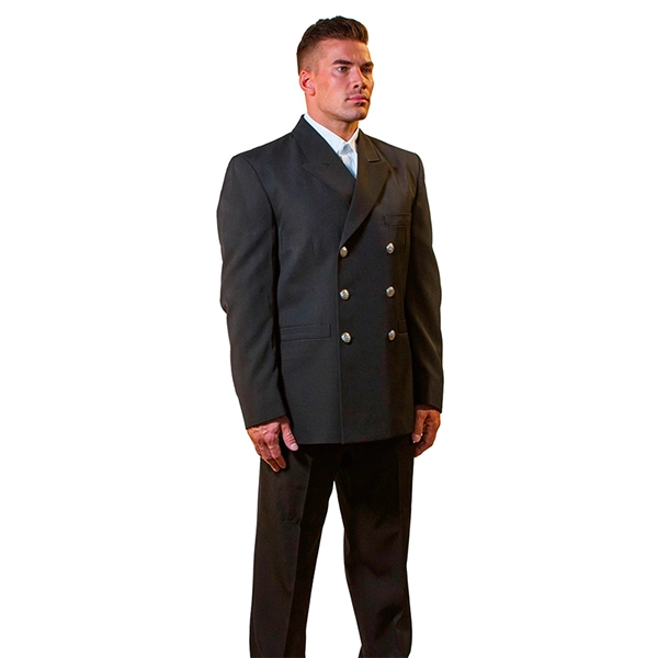 Anchor Dress Coat, Black, CL A Double Breasted, 6 Silver FD 