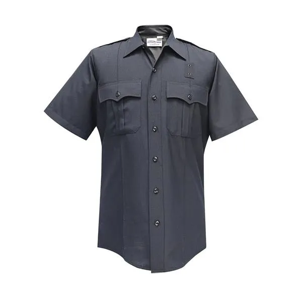 Flying Cross Poly/Wool Men's Shirt w/Zipper, SS, Navy 