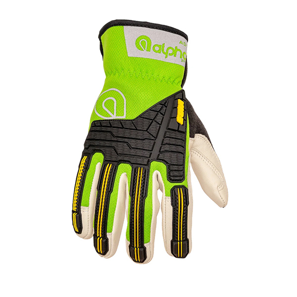 VIBE Impact Green Leather Slip on Gloves