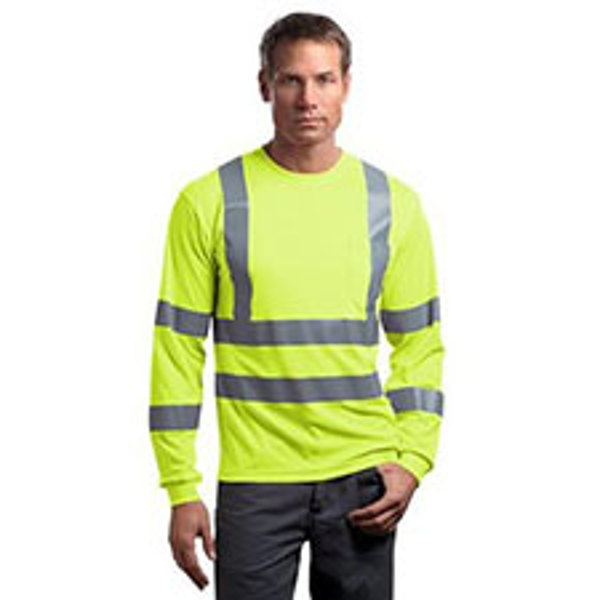 Safety T-Shirt, ANSI Class 3 LS Lime w/ Silver Trim
