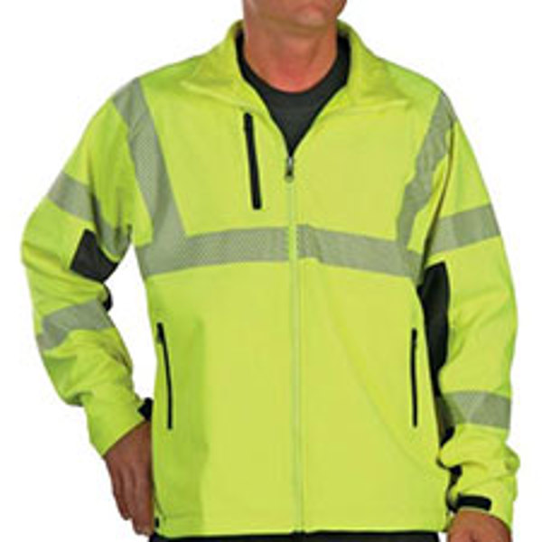 Soft Shell Jacket, ANSI Class3 All Weather System Lime Yellow