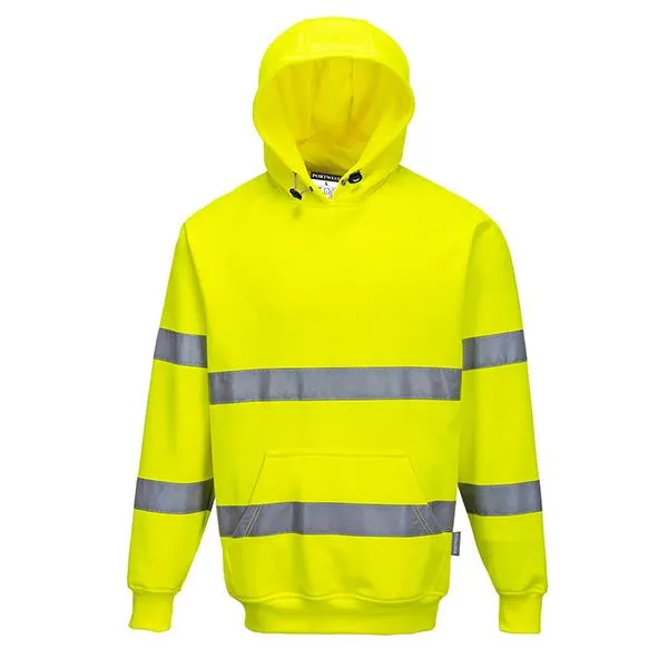 Portwest Hi-Viz Hooded Sweatshirt, Yellow 