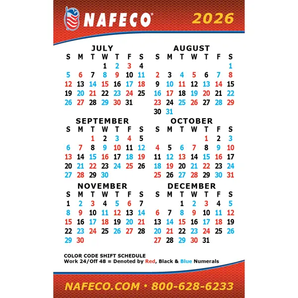 Pocket Shift Calendar 10 Pack | NAFECO