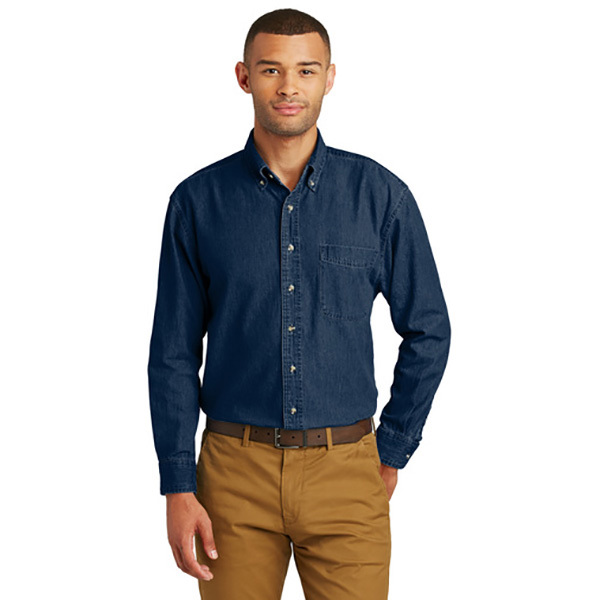 Port & Co Shirt, Ink Blue Cotton Denim LS