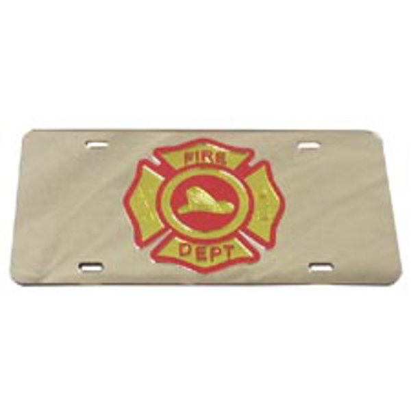 Laser Magic Tag, Gold w/ "Fire Dept." Maltese Cross,