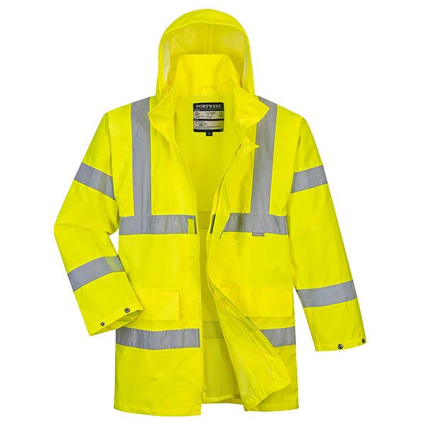 Portwest HiVis Rain Jacket Hooded, Yellow