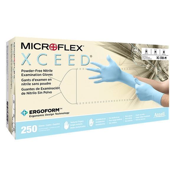 Ansell Microflex Xceed XC310 Powder Free Nitrile Gloves, Blue